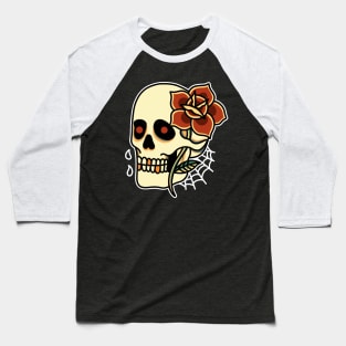 skull rose Baseball T-Shirt